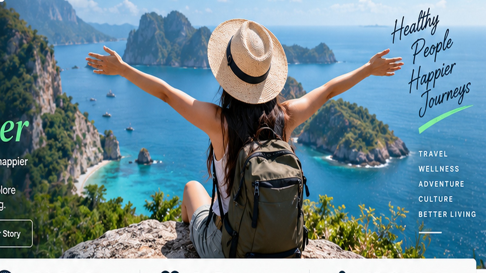 Traveler overlooking a turquoise coastal landscape